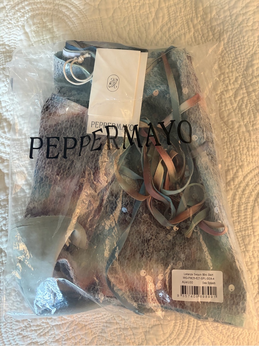 Peppermayo Sea Splash Sequin Mini Skirt in Light Blue and Iridescent - Picture 4 of 7